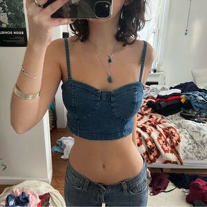 Forever 21 Denim Blue Crop Top